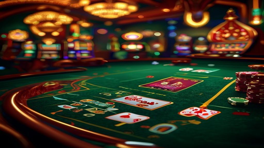 Maha Games casino backdrop for Maha Game Casino Fishing Games: Fast Casino Shooting Experience — gold cards on emerald felt