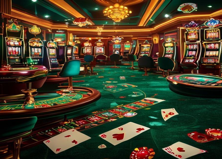 Editorial banner illustrating the Maha Games casino floor of slots, table and live games