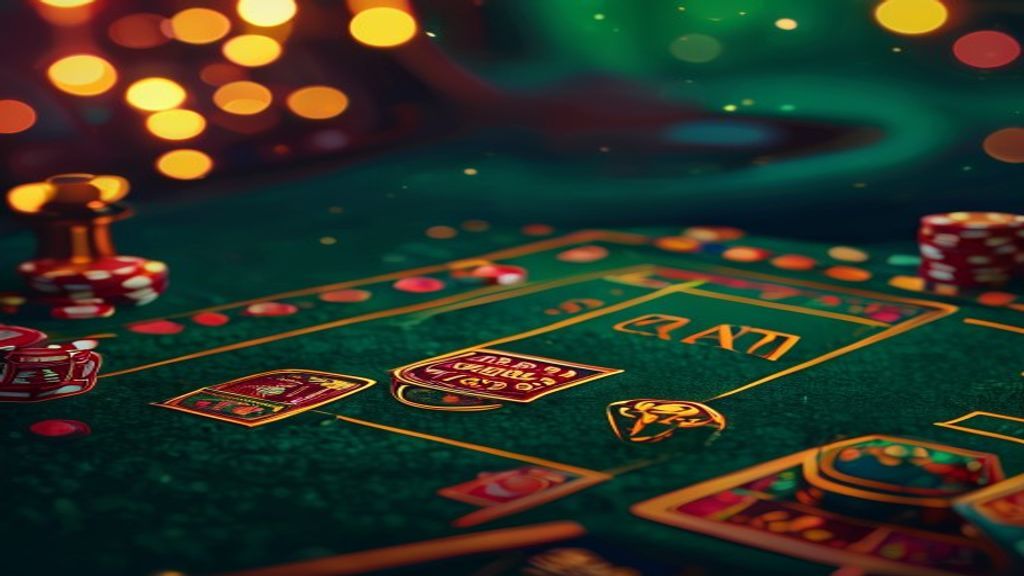 Maha Games casino backdrop for Maha Game Casino Slots: Safe, Simple & Feature-Rich Slot Play — gold cards on emerald felt